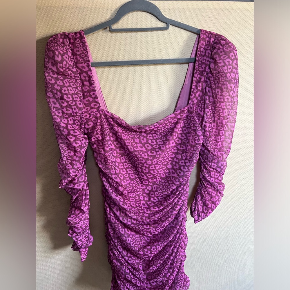 Oh Polly Leopard Print Ruched Dress US Size 10